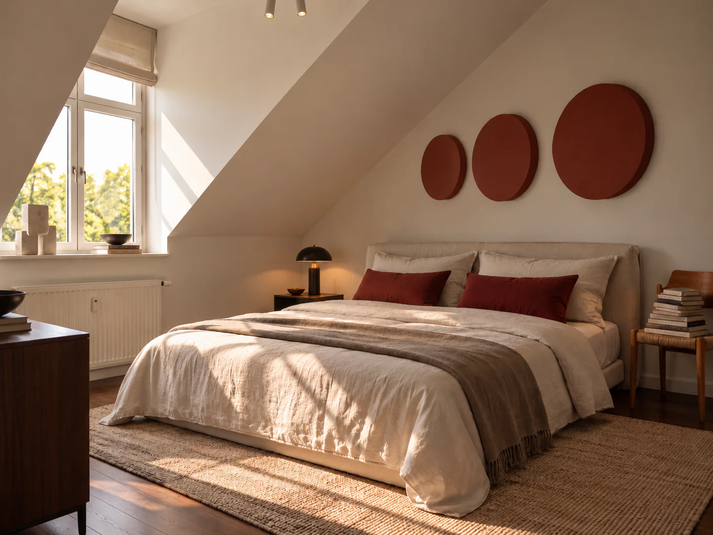 Cozy attic room with terracotta accents